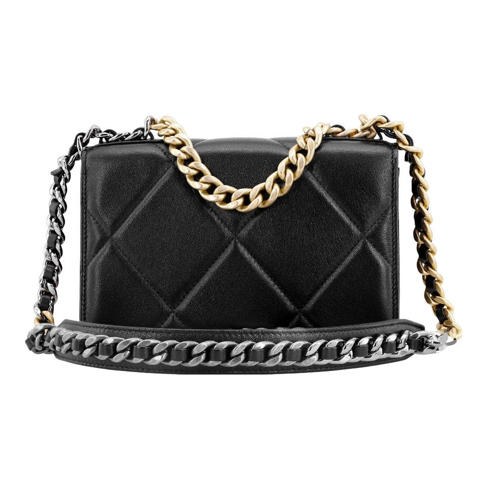 [Luxe]0528 Wallet on Chain WOC black Lambskin