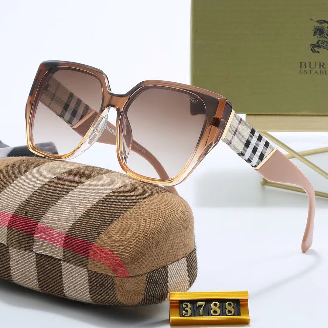 [Luxe]Classic Checkered Frame Sunglasses-With Gift Box