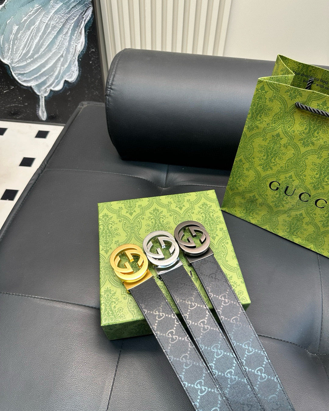 [Luxe]GG Matte surface, with printed pattern on the leather strap